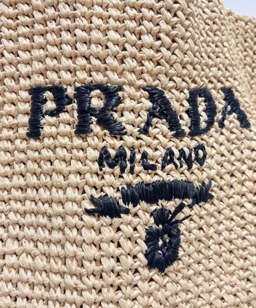 PRADA（プラダ）PRADA (プラダ) PRADA tote bag small clochette Straw wicker/サフィアーノ ロゴ クロシェ かごバッグ ナチュラル サイズ:Small/スモールの古着・服飾アイテム