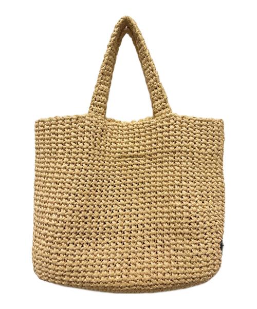 PRADA（プラダ）PRADA (プラダ) PRADA tote bag small clochette Straw wicker/サフィアーノ ロゴ クロシェ かごバッグ ナチュラル サイズ:Small/スモールの古着・服飾アイテム