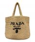 PRADA（プラダ）の古着「PRADA tote bag small clochette Straw wicker/サフィアーノ ロゴ クロシェ かごバッグ」｜ナチュラル