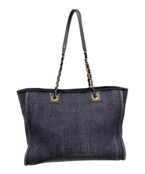 CHANEL（シャネル）CHANEL (シャネル) ストローチェーントートバッグ ネイビーの古着・服飾アイテム