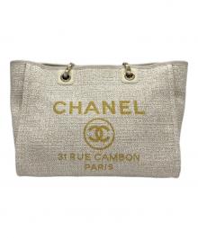 CHANEL（シャネル）の古着「トートバッグ　ドーヴィルMM」｜ベージュ