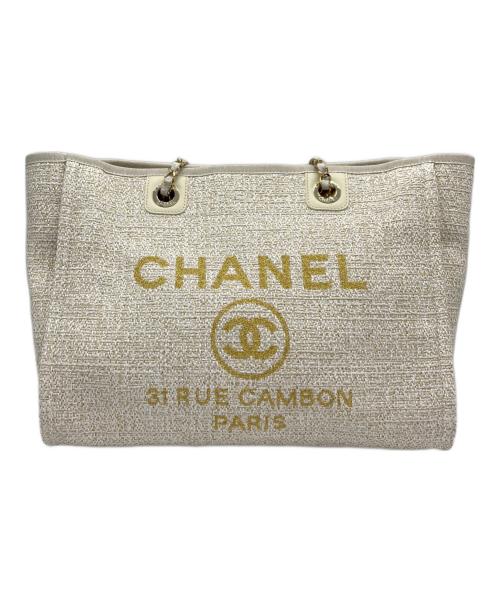 CHANEL（シャネル）CHANEL (シャネル) トートバッグ　ドーヴィルMM ベージュの古着・服飾アイテム