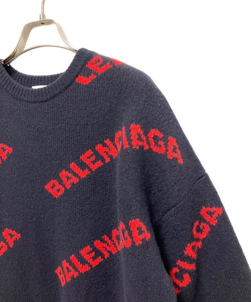 BALENCIAGA（バレンシアガ）BALENCIAGA (バレンシアガ) オールオーバーロゴニット ネイビー サイズ:XSの古着・服飾アイテム