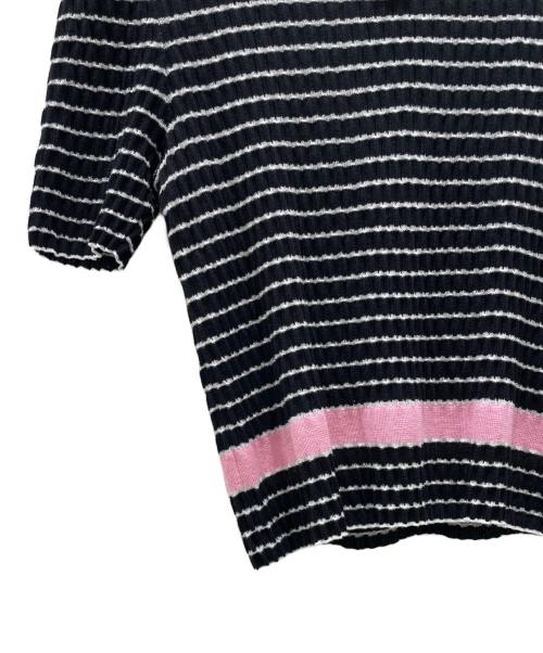 CHANEL（シャネル）CHANEL (シャネル) ココマークボーダージャットソー ブラック×ピンク サイズ:38の古着・服飾アイテム