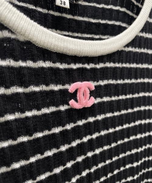 CHANEL（シャネル）CHANEL (シャネル) ココマークボーダージャットソー ブラック×ピンク サイズ:38の古着・服飾アイテム