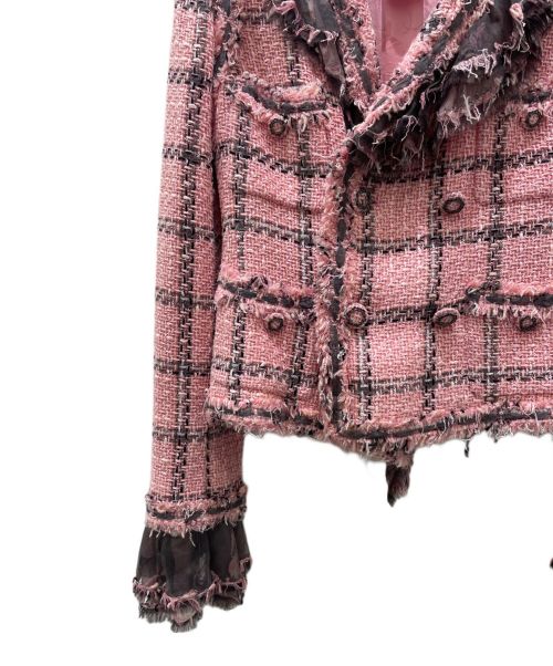 CHANEL（シャネル）CHANEL (シャネル) ヴィンテージ ツイードジャケット ピンク×ブラック サイズ:34の古着・服飾アイテム