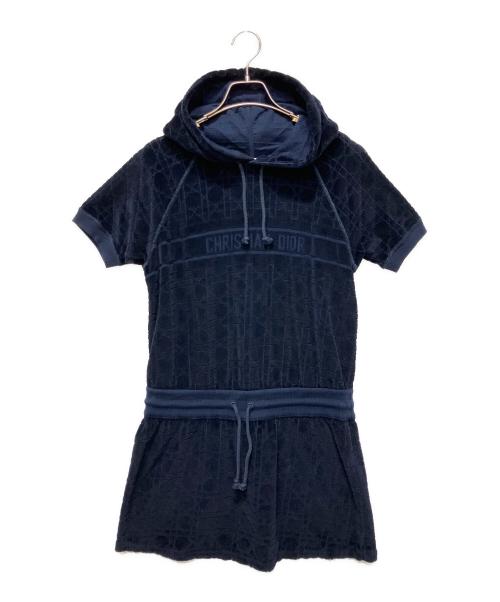 Christian Dior（クリスチャン ディオール）Christian Dior (クリスチャン ディオール) カナージュベロアワンピース ネイビー サイズ:Sの古着・服飾アイテム