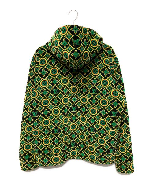 LOUIS VUITTON（ルイ ヴィトン）LOUIS VUITTON (ルイ ヴィトン) ジャマイカンフラワージップパーカー グリーン×ブラック サイズ:XLの古着・服飾アイテム