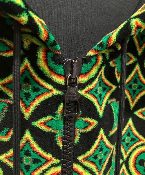 LOUIS VUITTON（ルイ ヴィトン）LOUIS VUITTON (ルイ ヴィトン) ジャマイカンフラワージップパーカー グリーン×ブラック サイズ:XLの古着・服飾アイテム