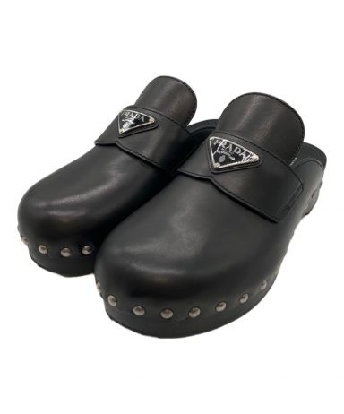 中古・古着通販】PRADA (プラダ) スタッズ レザークロッグサンダル