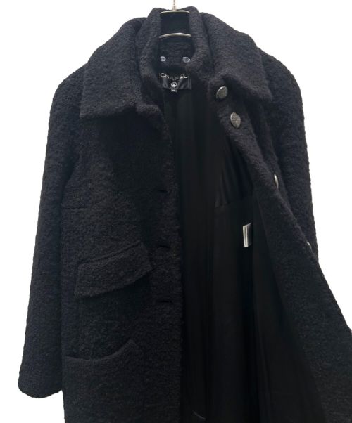 CHANEL（シャネル）CHANEL (シャネル) 4ポケット ツイード ロングコート ブラック サイズ:42の古着・服飾アイテム