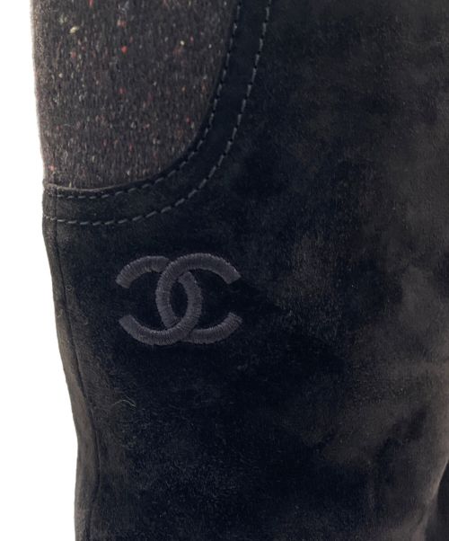 CHANEL（シャネル）CHANEL (シャネル) ココマーク スエード ロングブーツ ブラック サイズ:39の古着・服飾アイテム