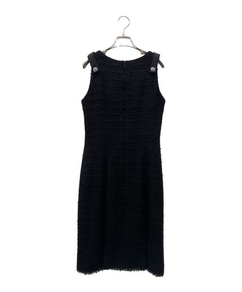 CHANEL（シャネル）CHANEL (シャネル) ココボタンノースリーブツイードワンピース ブラック サイズ:38の古着・服飾アイテム