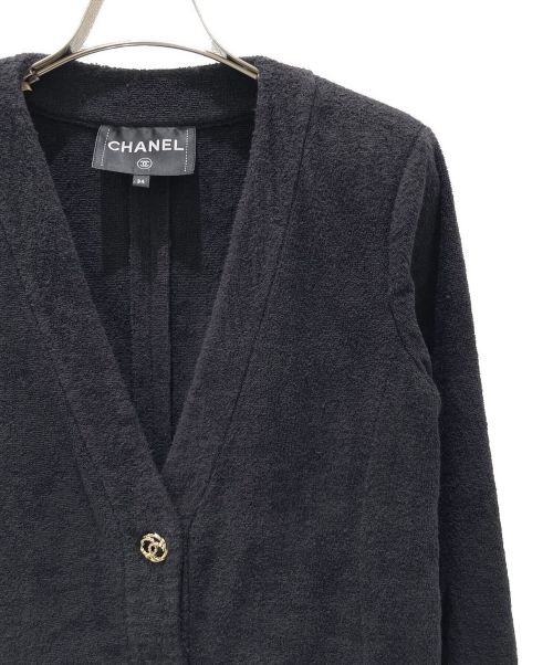 CHANEL（シャネル）CHANEL (シャネル) ココボタン パイルカーディガン ブラック サイズ:34の古着・服飾アイテム