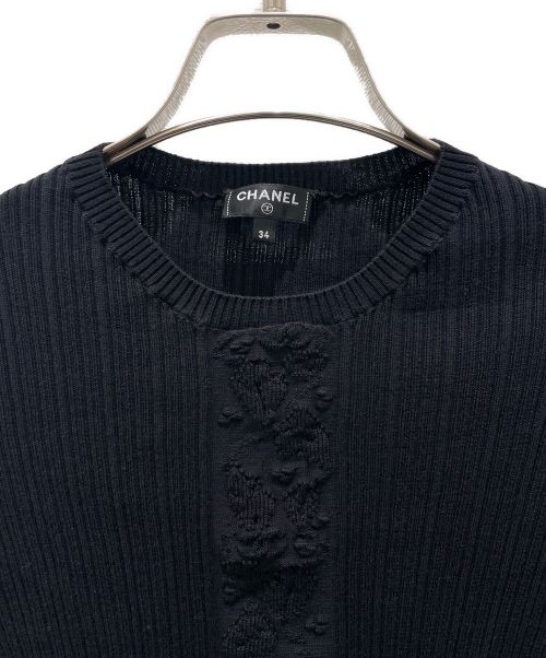 CHANEL（シャネル）CHANEL (シャネル) ココマーク刺繍ニット ブラック サイズ:34の古着・服飾アイテム
