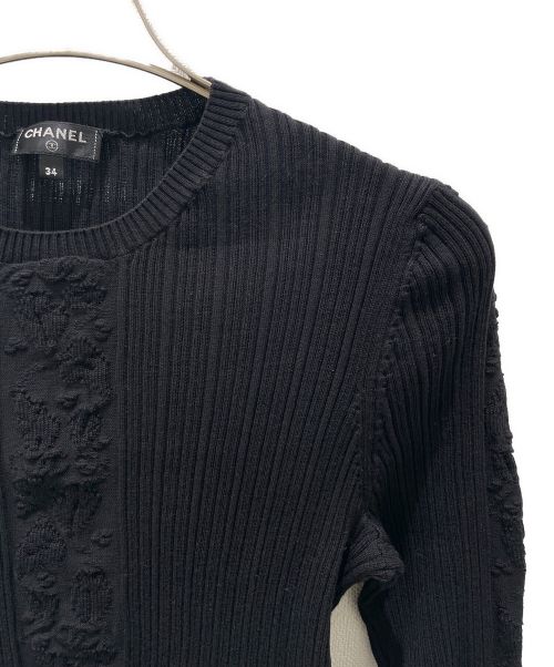 CHANEL（シャネル）CHANEL (シャネル) ココマーク刺繍ニット ブラック サイズ:34の古着・服飾アイテム