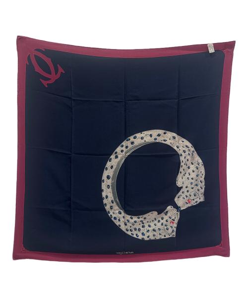 Cartier（カルティエ）Cartier (カルティエ) シルクスカーフ PANTHERE RING パンテールリング ネイビー サイズ:80.0cm×80.0cmの古着・服飾アイテム