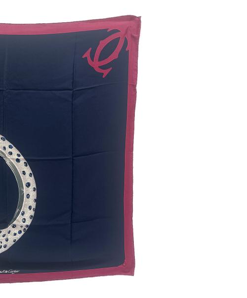 Cartier（カルティエ）Cartier (カルティエ) シルクスカーフ PANTHERE RING パンテールリング ネイビー サイズ:80.0cm×80.0cmの古着・服飾アイテム