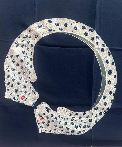 Cartier（カルティエ）Cartier (カルティエ) シルクスカーフ PANTHERE RING パンテールリング ネイビー サイズ:80.0cm×80.0cmの古着・服飾アイテム