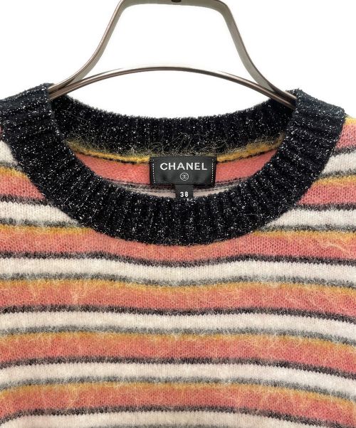 CHANEL（シャネル）CHANEL (シャネル) ココマークマトラッセ ラメボーダーニット ピンク サイズ:38の古着・服飾アイテム