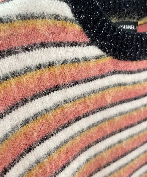 CHANEL（シャネル）CHANEL (シャネル) ココマークマトラッセ ラメボーダーニット ピンク サイズ:38の古着・服飾アイテム