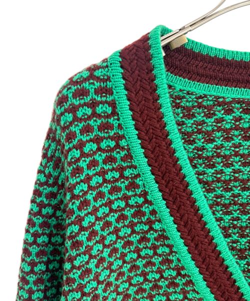 CHANEL（シャネル）CHANEL (シャネル) ココマークボタン カシミヤニットカーディガン グリーン×ブラウン サイズ:36の古着・服飾アイテム