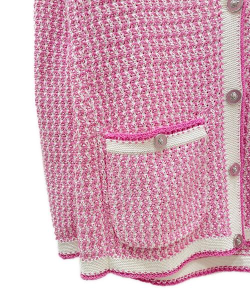 CHANEL（シャネル）CHANEL (シャネル) P72 ツイードニットジャケット ピンク×ホワイト サイズ:34の古着・服飾アイテム