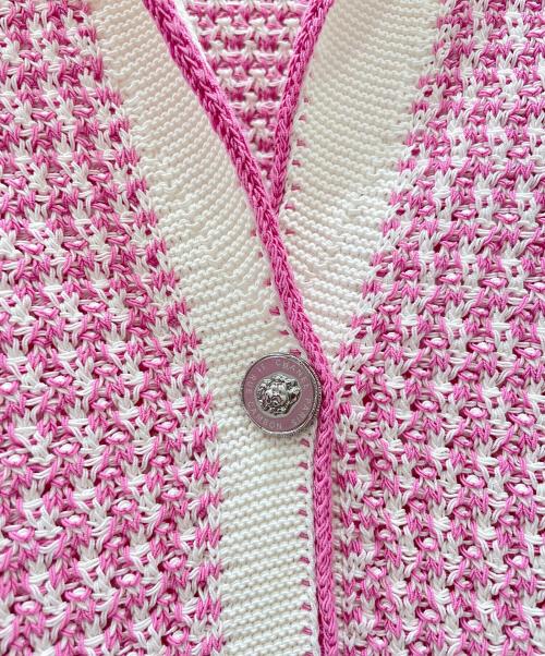 CHANEL（シャネル）CHANEL (シャネル) P72 ツイードニットジャケット ピンク×ホワイト サイズ:34の古着・服飾アイテム