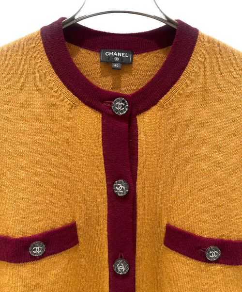CHANEL（シャネル）CHANEL (シャネル) ココボタンカシミヤロングカーディガン ブラウン×ボルドー サイズ:40の古着・服飾アイテム