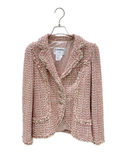 CHANEL（シャネル）CHANEL (シャネル) ココボタンツイードジャケット ピンク×ベージュ サイズ:36の古着・服飾アイテム