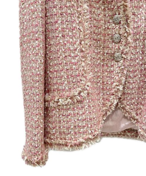 CHANEL（シャネル）CHANEL (シャネル) ココボタンツイードジャケット ピンク×ベージュ サイズ:36の古着・服飾アイテム