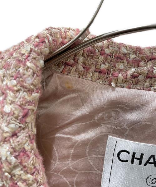 CHANEL（シャネル）CHANEL (シャネル) ココボタンツイードジャケット ピンク×ベージュ サイズ:36の古着・服飾アイテム