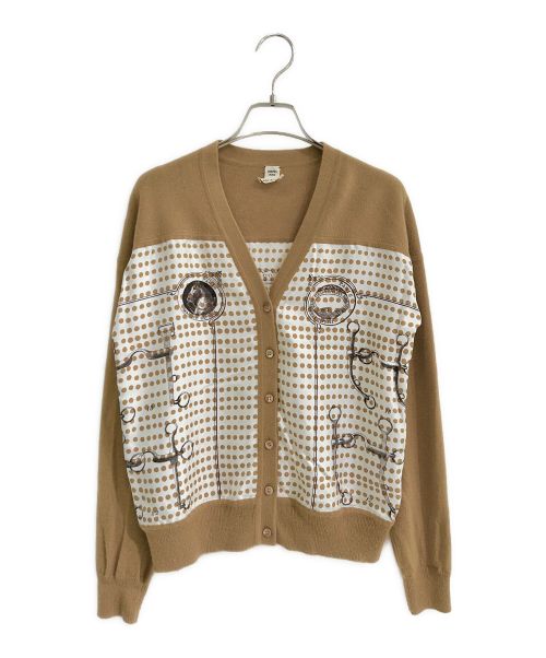 HERMES（エルメス）HERMES (エルメス) シルク切替カーディガン ブラウン サイズ:34の古着・服飾アイテム