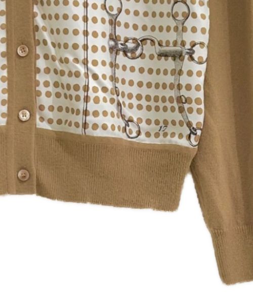 HERMES（エルメス）HERMES (エルメス) シルク切替カーディガン ブラウン サイズ:34の古着・服飾アイテム
