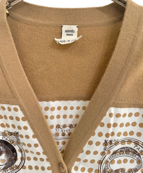 HERMES（エルメス）HERMES (エルメス) シルク切替カーディガン ブラウン サイズ:34の古着・服飾アイテム
