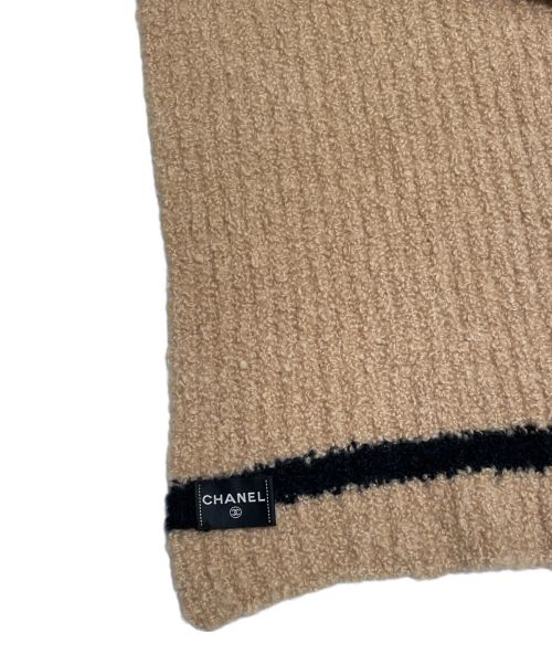 CHANEL（シャネル）CHANEL (シャネル) ココマーク カシミヤ マフラー ベージュ×ブラックの古着・服飾アイテム