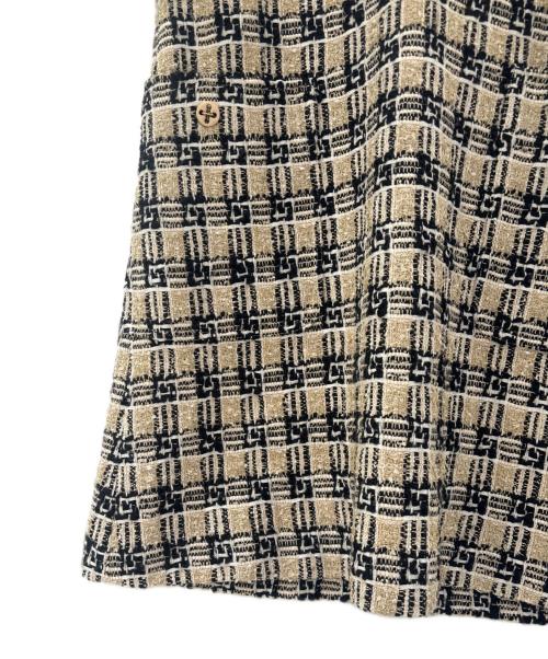 GUCCI（グッチ）GUCCI (グッチ) スクエアG チェック半袖ワンピース ブラック×ベージュ サイズ:36の古着・服飾アイテム