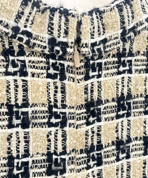 GUCCI（グッチ）GUCCI (グッチ) スクエアG チェック半袖ワンピース ブラック×ベージュ サイズ:36の古着・服飾アイテム