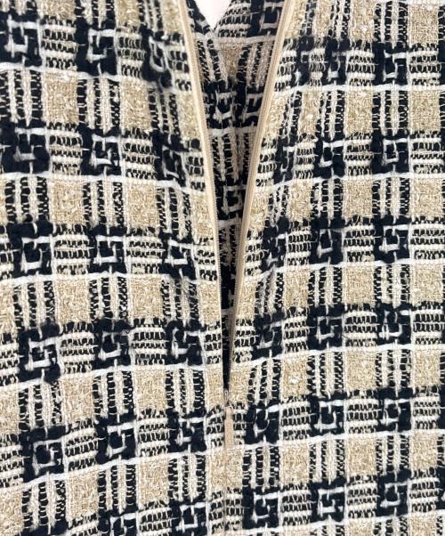 GUCCI（グッチ）GUCCI (グッチ) スクエアG チェック半袖ワンピース ブラック×ベージュ サイズ:36の古着・服飾アイテム