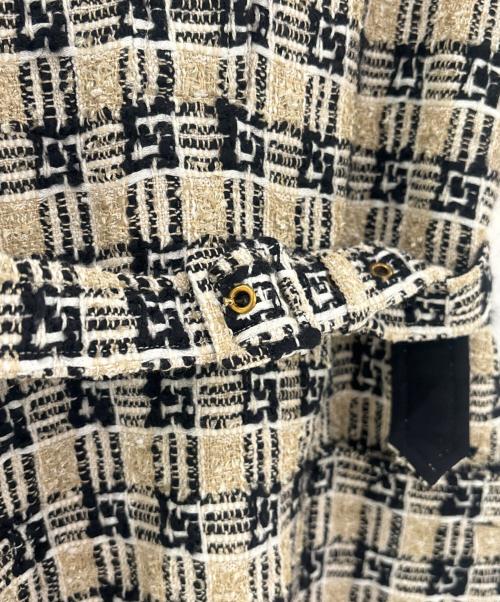 GUCCI（グッチ）GUCCI (グッチ) スクエアG チェック半袖ワンピース ブラック×ベージュ サイズ:36の古着・服飾アイテム