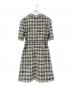 GUCCI (グッチ) スクエアG チェック半袖ワンピース ブラック×ベージュ サイズ:36：75000円