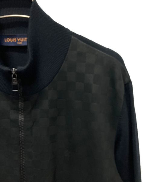 LOUIS VUITTON（ルイ ヴィトン）LOUIS VUITTON (ルイ ヴィトン) フロント ダミエ レザー ニット切替ジャケット ブラック サイズ:Lの古着・服飾アイテム