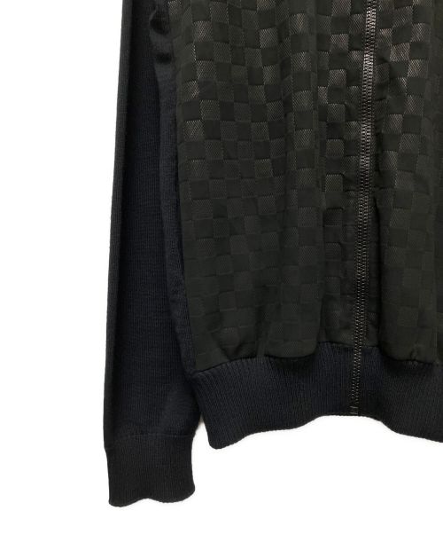 LOUIS VUITTON（ルイ ヴィトン）LOUIS VUITTON (ルイ ヴィトン) フロント ダミエ レザー ニット切替ジャケット ブラック サイズ:Lの古着・服飾アイテム