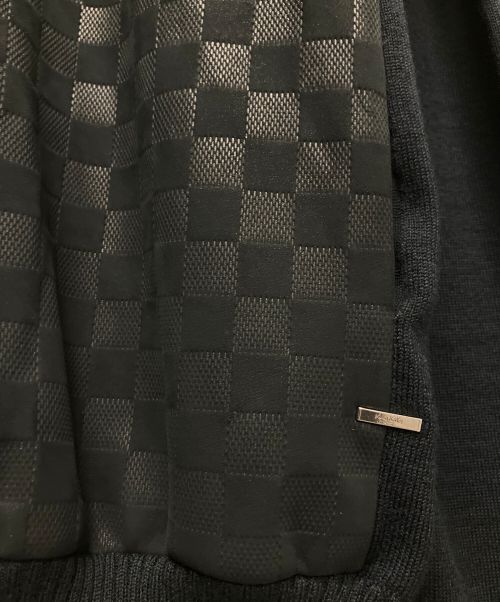 LOUIS VUITTON（ルイ ヴィトン）LOUIS VUITTON (ルイ ヴィトン) フロント ダミエ レザー ニット切替ジャケット ブラック サイズ:Lの古着・服飾アイテム