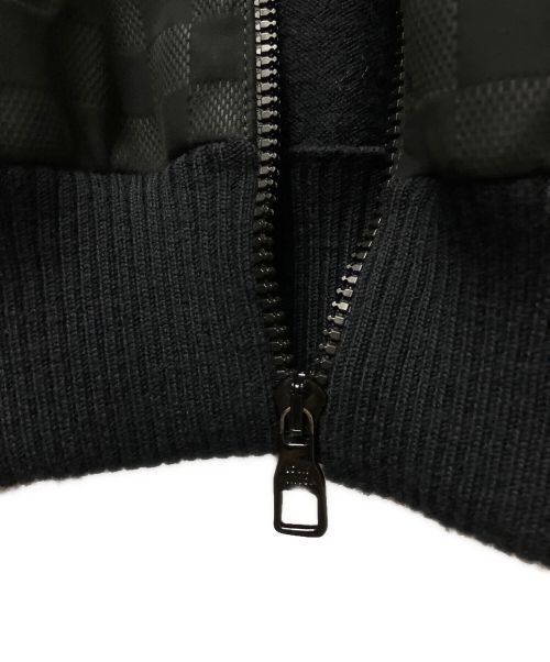 LOUIS VUITTON（ルイ ヴィトン）LOUIS VUITTON (ルイ ヴィトン) フロント ダミエ レザー ニット切替ジャケット ブラック サイズ:Lの古着・服飾アイテム