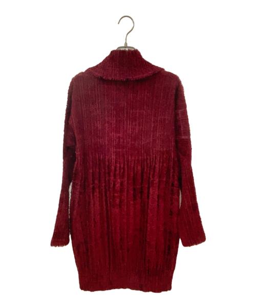 PLEATS PLEASE（プリーツプリーズ）PLEATS PLEASE (プリーツプリーズ) タートルネックワンピース ワインレッド サイズ:3の古着・服飾アイテム