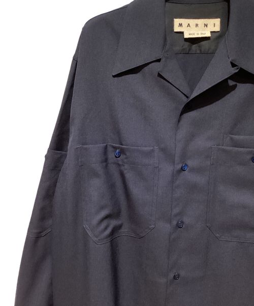 MARNI（マルニ）MARNI (マルニ) Tropical Wool Shirt（トロピカルウールシャツ） ネイビー サイズ:48の古着・服飾アイテム