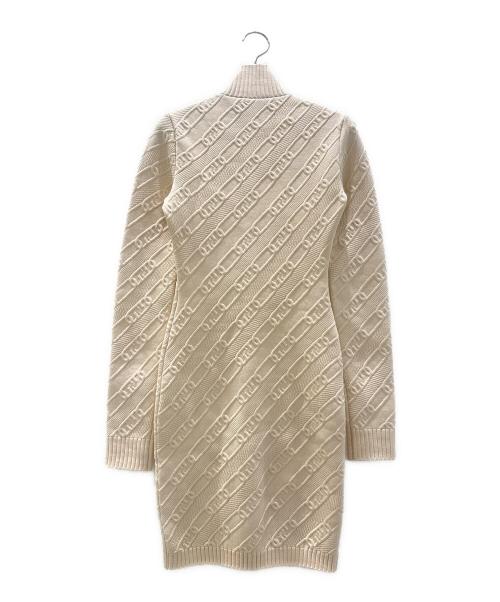 FENDI（フェンディ）FENDI (フェンディ) Fendi Zipped Knit Dress ジップアップ エンボス ワンピース ベージュ サイズ:38の古着・服飾アイテム