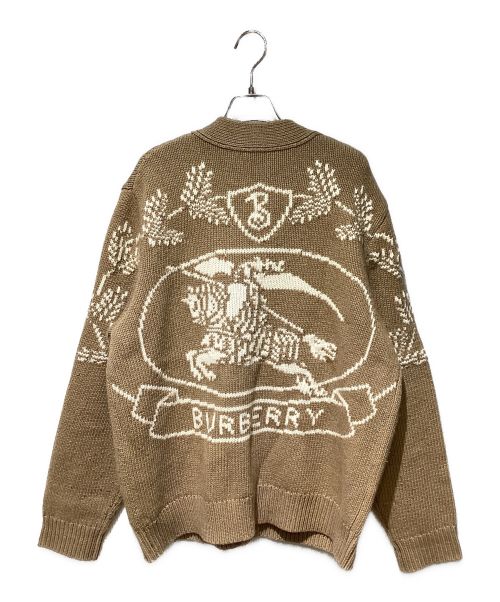 BURBERRY（バーバリー）BURBERRY (バーバリー) Logo Intarsia Knit Cardigan（ロゴインターシャニットカーディガン） ブラウン サイズ:Lの古着・服飾アイテム