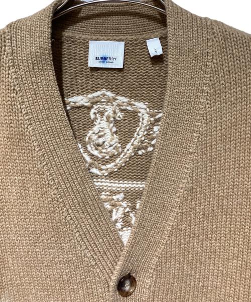 BURBERRY（バーバリー）BURBERRY (バーバリー) Logo Intarsia Knit Cardigan（ロゴインターシャニットカーディガン） ブラウン サイズ:Lの古着・服飾アイテム